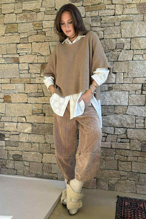 Nuk Stretch Velour Shelby Pant Camel